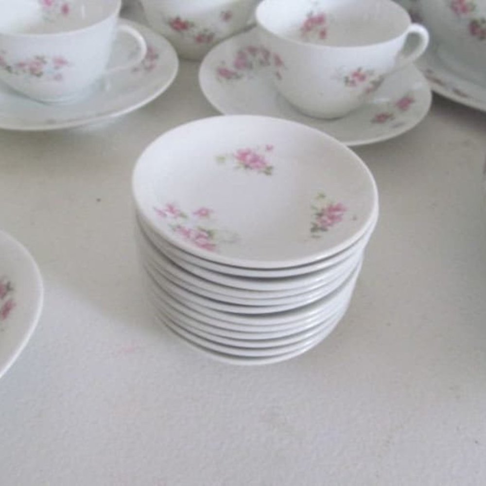 Butter pats 12 White Pink Floral Butter Pats Set 12 Butter pats Bristol Austria